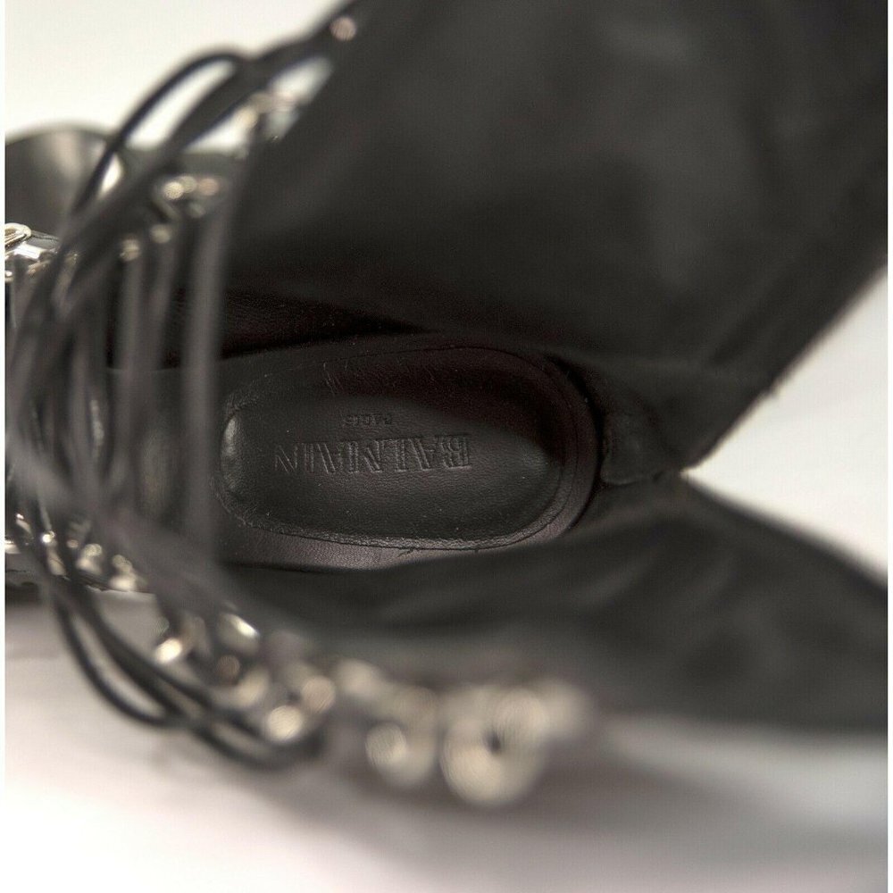 Balmain Floral Tooled Leather Lace Up Boots 37 - Picture 10 of 11